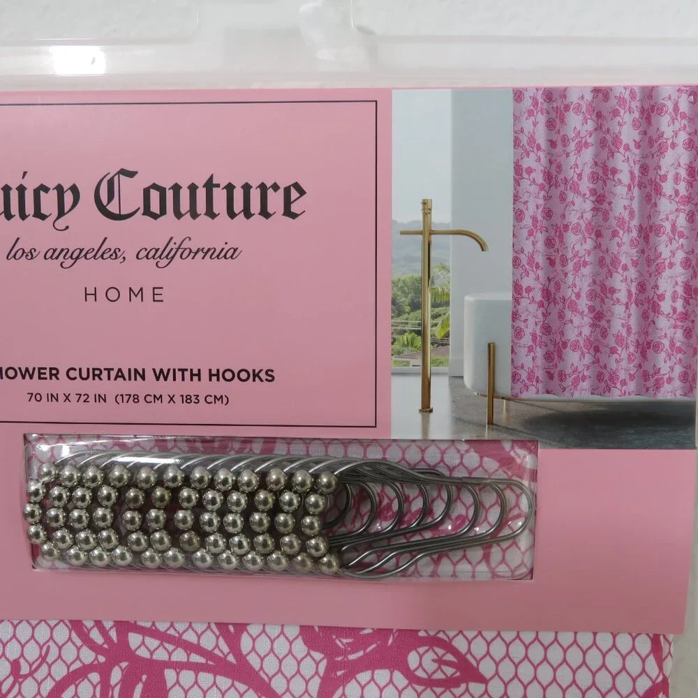(#G-1) Juicy Couture Shower Curtain with Hooks